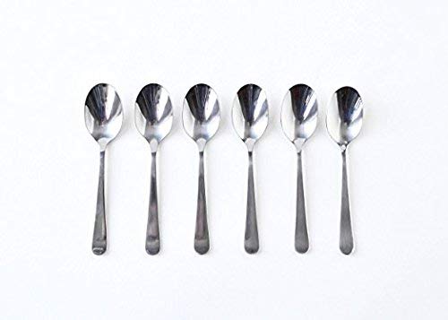 6 piece 5 1/8 in Spoon Set Stainless Steel Spoons Dessert Spoons Bistro Small Spoons Appetizer Spoons