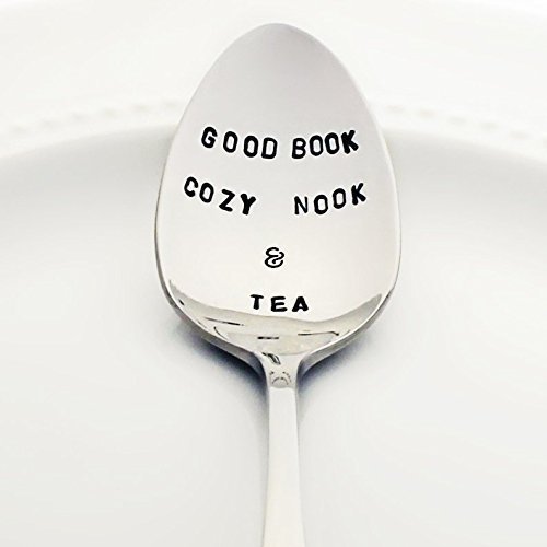 Good Book Cozy Nook and Tea - Stainless Steel Stamped Spoon | Stamped Silverware | Birthday Gifts for Readers | Book Gifts for Her