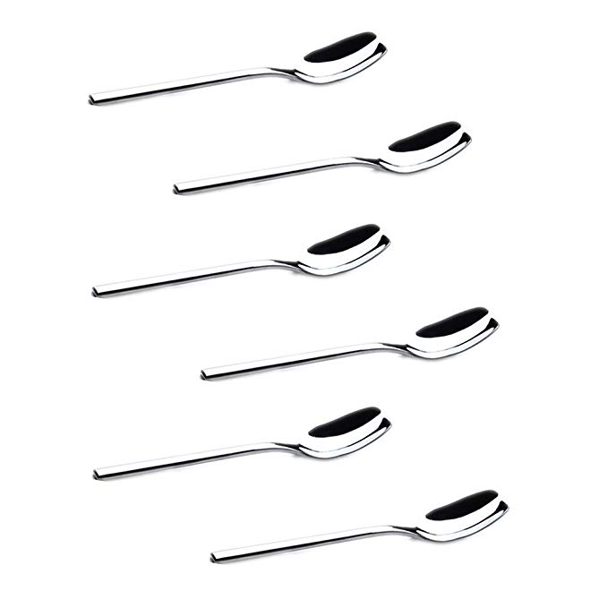 Huayoung Flatware Dessert Spoons Square Shape Ice Cream Spoons Teaspoons set of 6