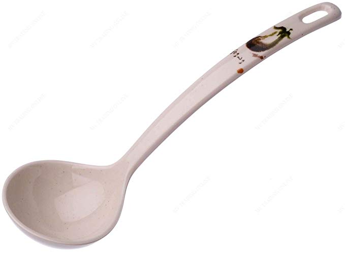 M.V. Trading EP113 Melamine Soup Ladle with Eggplant Design Series, 2-Ounces, 10¼-Inches, Set of 4