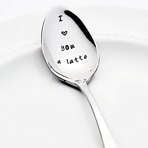 I (heart) You A Latte | Stainless Steel Stamped Coffee Spoon | Unique Gift Idea for Her and Coffee Lovers | Mother's Day Gift for Mom