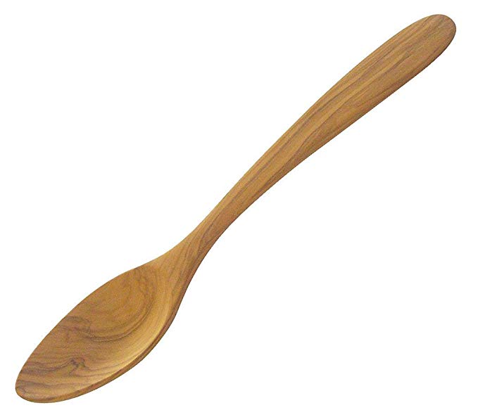 ScanWood Olivewood Wooden Kitchen / Cooking Spoon w/ Curved Handle (Large 10