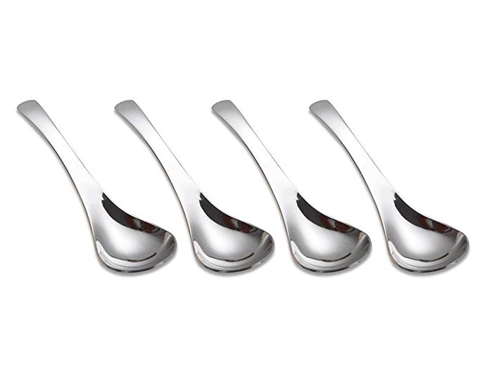 LOHOME Table Spoon, Set of 4 PCS Thick Heavy-weight Stainless Steel Soup Spoon Portable Coffee Spoon Teaspoon Table Dinner Spoon Tableware (Small)