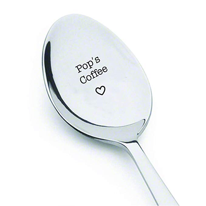 Pop's Coffee Spoon - Personalized Gift for Pop - Grandfather Gifts - Father's Day Spoon - Father's Day Gift – engraved Spoon. Gifts for Pop - Grandpa Gifts - Fathers Day Present.