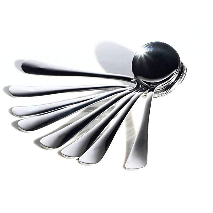 DLAND Stainless Steel Round Table Soup Spoons - Set of 8