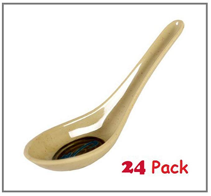 24x Green Melamine Soup Spoon 5.5in L