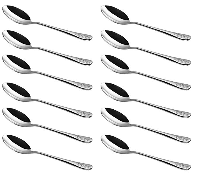 Fnado 12-Piece 18/0 Stainless Steel Tea Spoon Set Dessert Coffee Spoon Flatware Stainless Steel Mirror Polishing 5.4-Inch