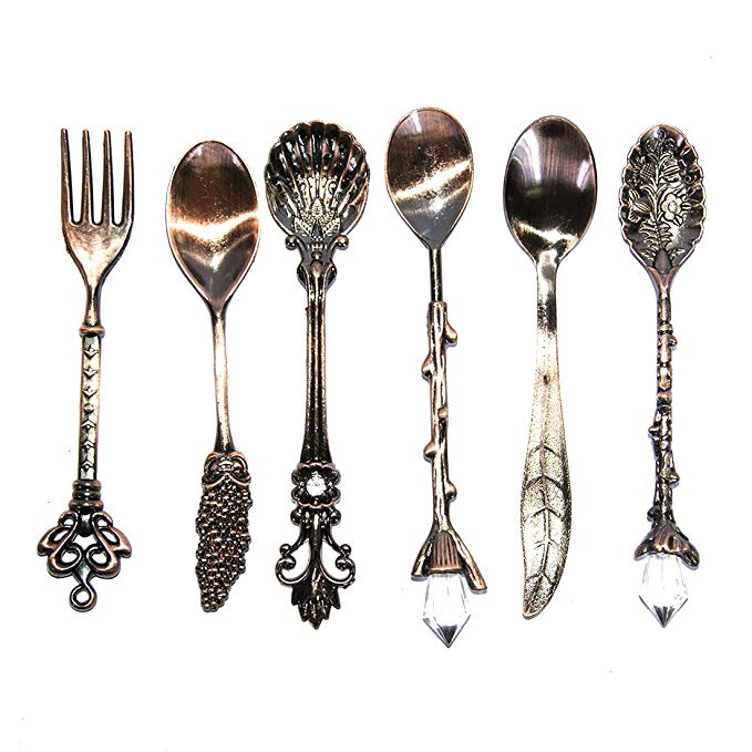 Coffee Spoon Teaspoon 6pcs/Set Nostalgic Vintage Royal Style Metal Carved