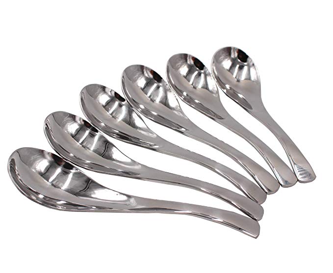 Set of 6-6.5 x1.8 Inches Functional Heavy-Weight Stainless Steel Soup Spoons Table Spoons with Modern Look Excellent Shape (6)