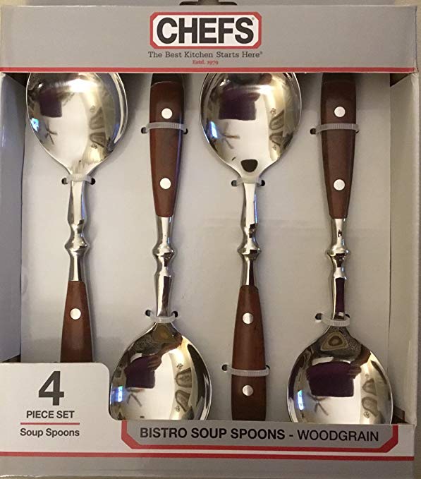 CHEFS Bistro Woodgrain Soup Spoons / Set of 4