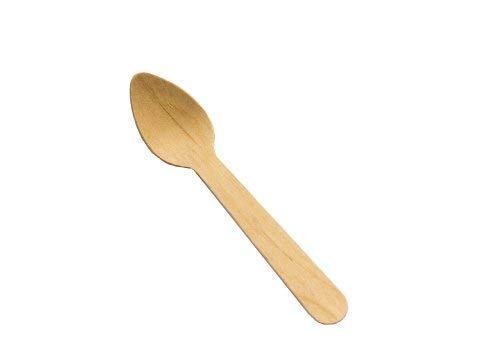 Perfect Stix Green Spoon 110 - 24pk Birchwood Compostable Cutlery Ice Cream Taster Spoon, 4-1/2