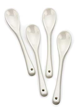 RSVP White Porcelain Egg Spoon, Set of 8