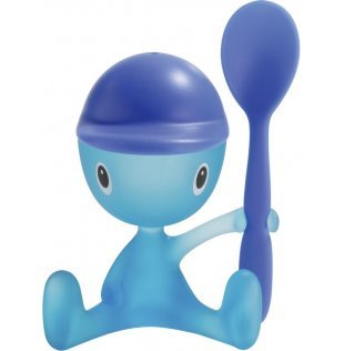 Alessi Cico Egg Cup with Salt Castor and Spoon Blue