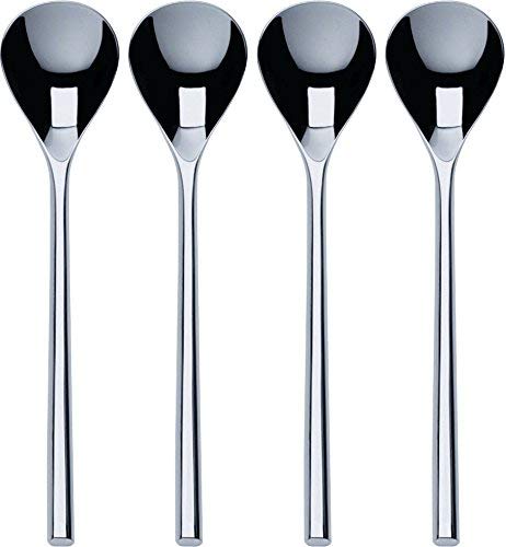 Alessi TI04/9S4 Mu 4 Piece Mocha Spoons, Silver