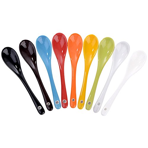 Demarkt Colorful Ceramic Coffee/ Tea/ Dessert Spoons Set, Random Color, Pack of 7