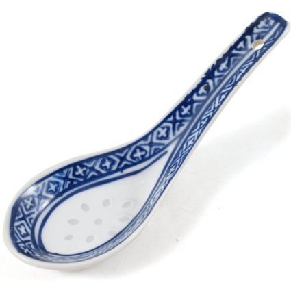 M.V. Trading WT007 Chinese Porcelain Soup Spoons with Fish Design, 5¼-Inch Long, 3/4-Ounce, Set of 8