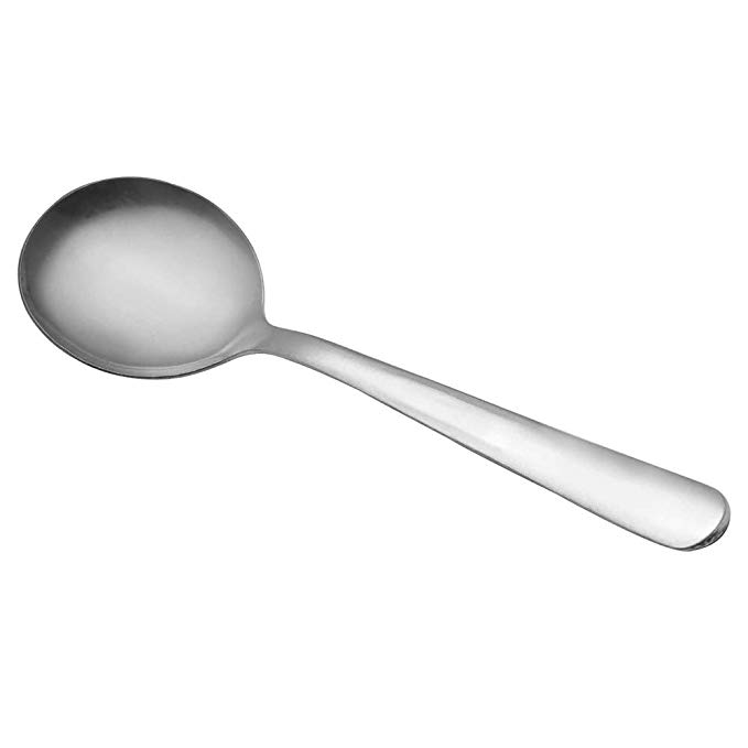 (Set of 72) Grosseto Heavy Weight Bouillon Spoons, 6-Inch 18� Stainless Steel Round Bowl Soup Spoons for Restaurant/Catering, Commercial Quality Silverware Flatware Set