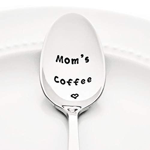 Mom's Coffee with a Heart - Stainless Steel Stamped Spoon | Stamped Silverware | Mother's Day Gifts for Mom and Coffee Lovers