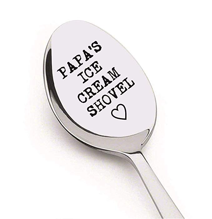 Christmas Gift Papa's Ice Cream Shovel by Weenca-Sturdy Stainless Steel Ice Cream Spoon- Perfect Gift for Beloved Dad-Ice Cream Lover – Spoon Engraved by Laser Maschine