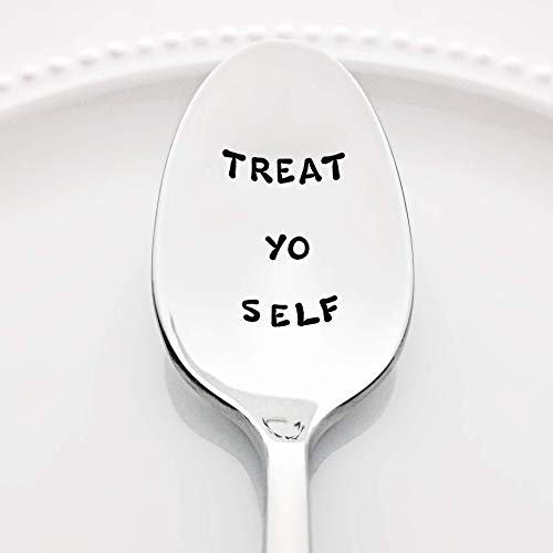 Parks and Recreation: Treat Yo Self - Stainless Steel Stamped Spoon | Stamped Silverware | Unique Present for Friends | Sorority Gifts for Her | Self Care Gift for Friends | Mother's Day Gift for Mom