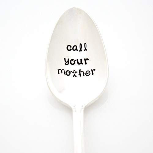 Call Your Mother. Hand Stamped Spoon for Graduation, College Care Package. Part of the Martha Stewart American Made Market.