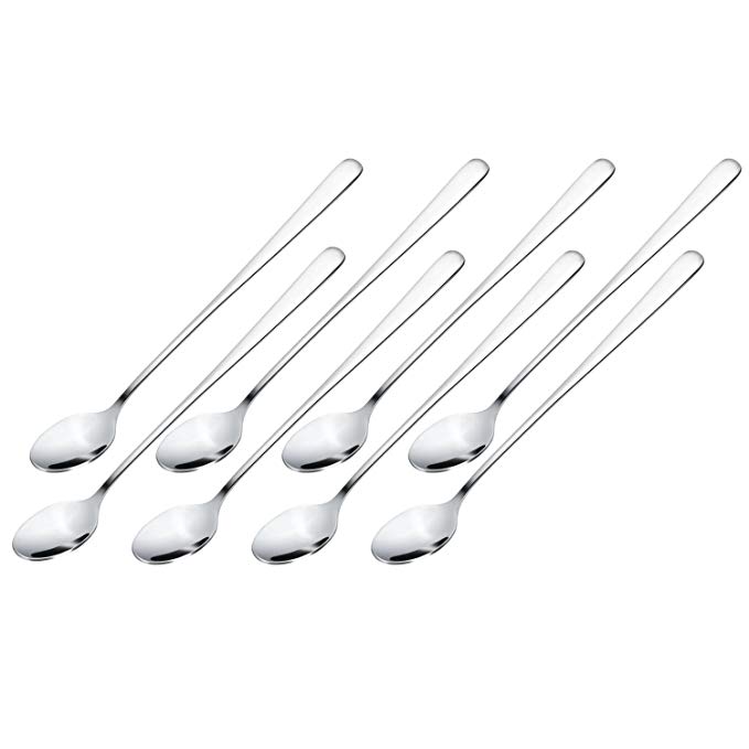 Long Handle Spoon, 8.3-inch Stainless Steel Iced Tea Spoon, Dessert, Ice Cream, Cocktail Stirring Spoons, Mixing Spoon, Set of 8