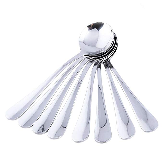 MIU COLOR Round Soup Spoons – Stainless Steel Table Teaspoons, Set of 8