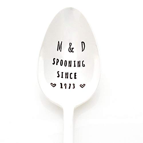 Custom 'Spooning Since' Annversary Spoon. Hand Stamped Vintage Spoon. Stamped Spoons by Milk & Honey Luxuries. Part of the Martha Stewart American Made Market.