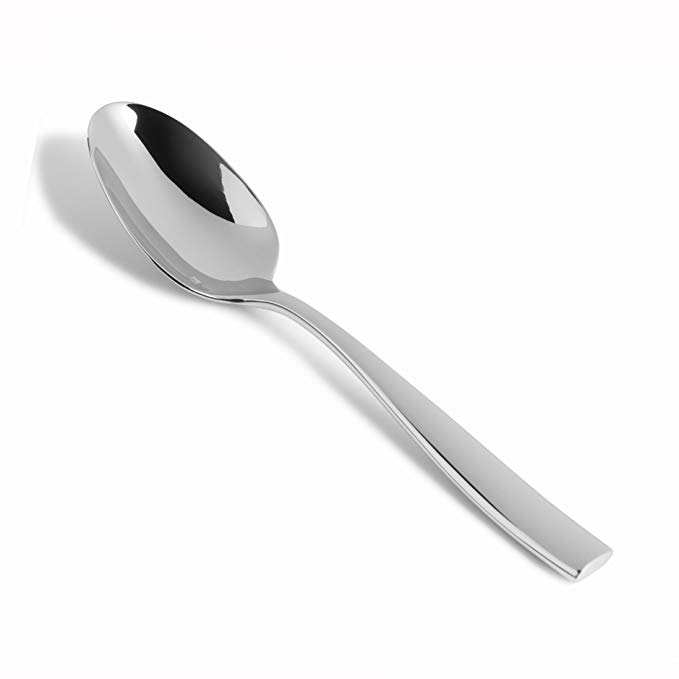 Fortessa Lucca 18/10 Stainless Steel Flatware Dessert/Oval Soup Spoon, Set of 12