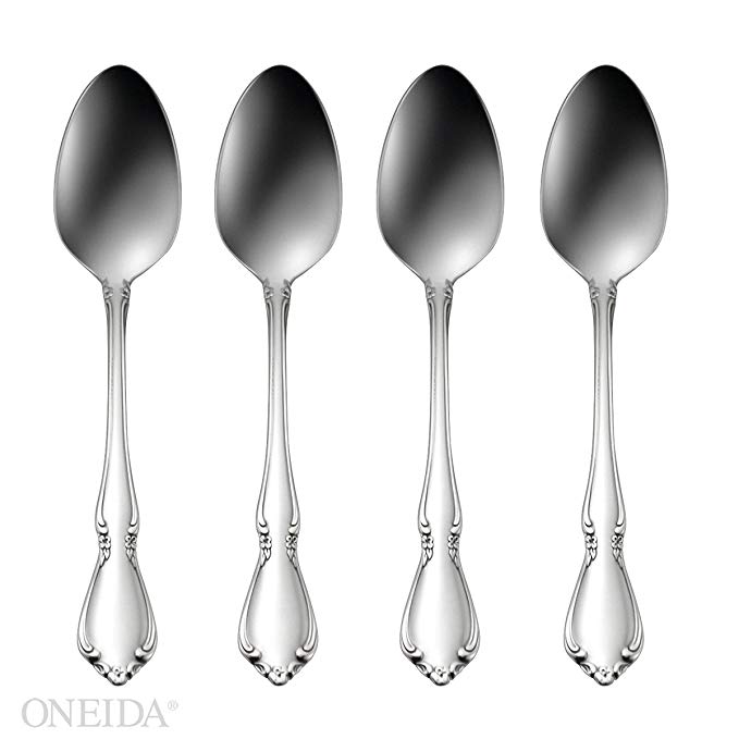 Oneida Chateau Fine Flatware Set, 18/8 Stainless, Set of 4 Teaspoons