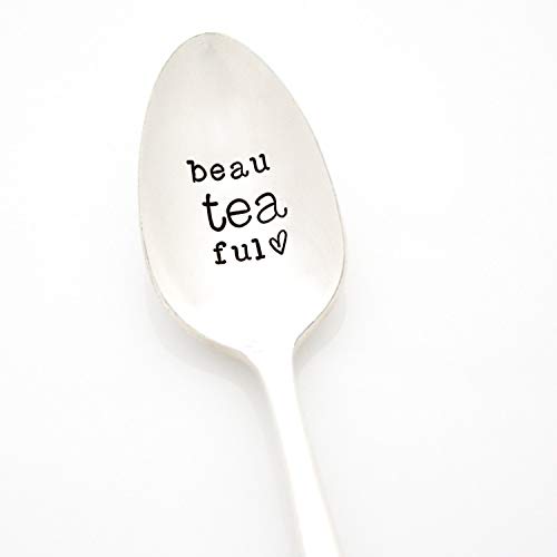 beauTEAful Stamped Spoon. Hand Stamped Vintage Tea Spoon for someone Beau-TEA-ful. Part of the Martha Stewart American Made Market.