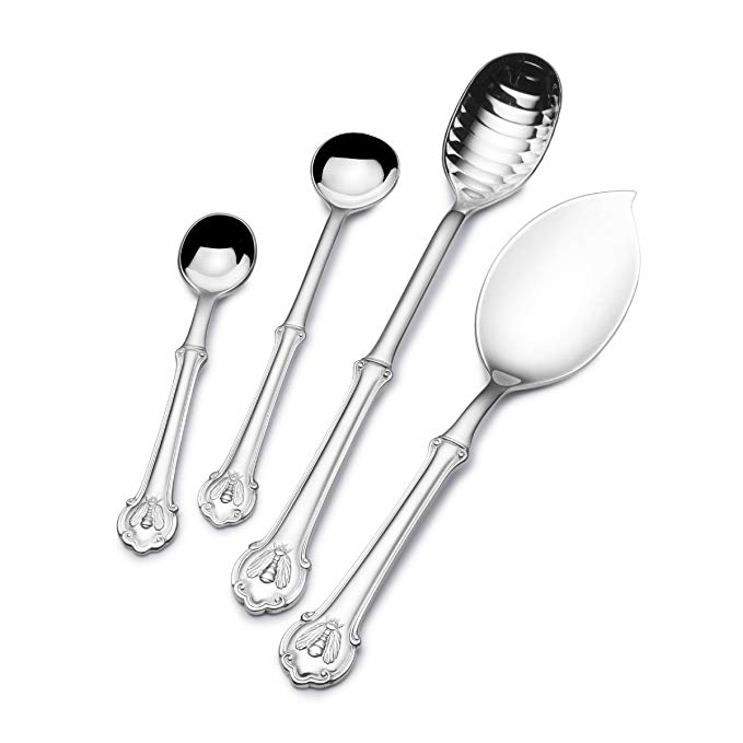 Wallace Napoleon Bee 4-Piece 18/10 Stainless Steel Spoon Set, Assorted