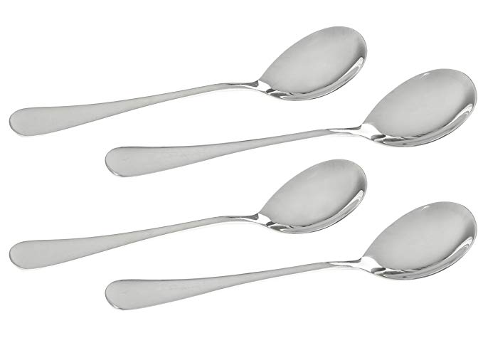 Seikei Stainless Steel Oval Spoons for Soup, Table, Dinner Flatware (4)