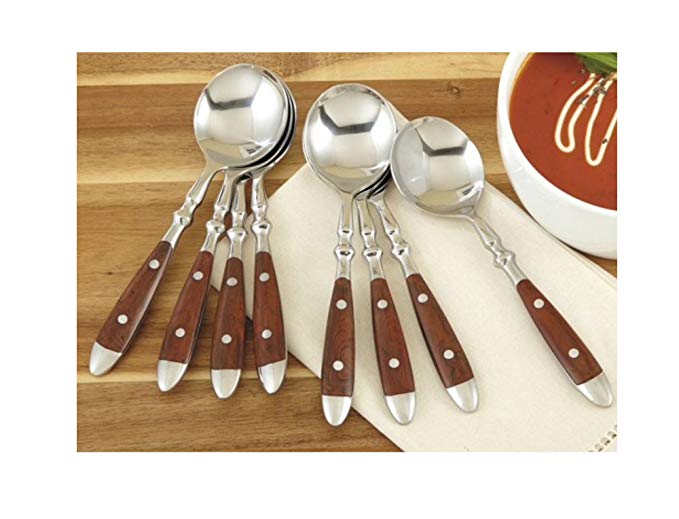 CHEFS Bistro Soup Spoons, Set of 8: woodgrain, set of 8