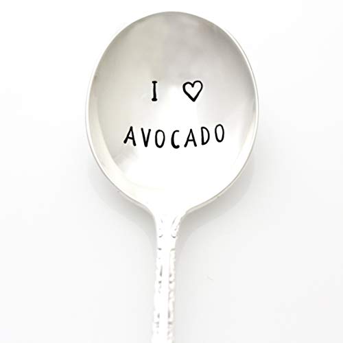 I Love Avocado Spoon. Hand Stamped Vintage Spoon. Stamped Silverware by Milk & Honey Luxuries. Part of the Martha Stewart American Made Market.