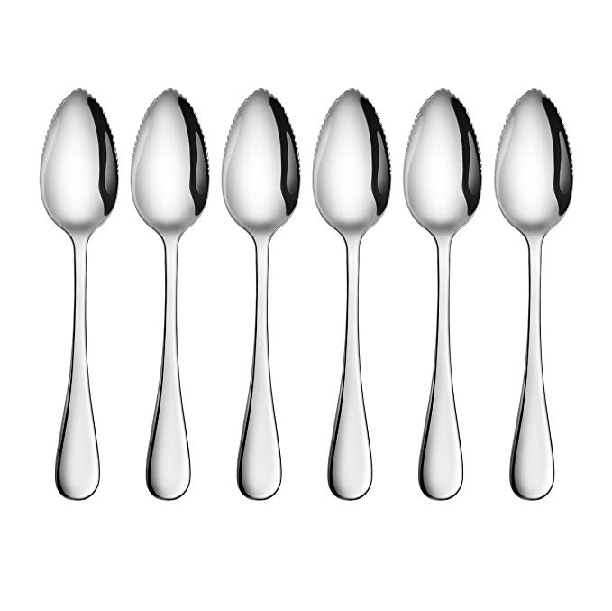 Artaste 59373 Rain 18/10 Stainless Steel Grapefruit Dessert Spoon, 6.35-Inch, Set of 6