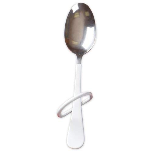 Maddak Stainless Steel Right-Hand Finger Loop Utensil Teaspoon, Vinyl Handle (746170000)