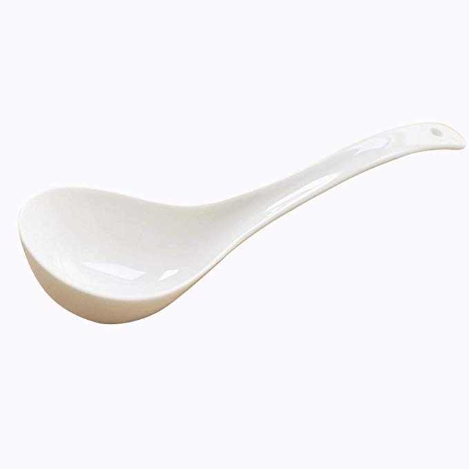 Kslong Pure White Porcelain Spoon Bone china Big Spoons White Porcelain Spoons Flatware Soup Spoons