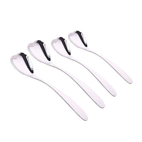 Grocery House 4pcs Two Size Stainless Steel Heart Shaped Spoons, for Desserts, Coffee, Tea