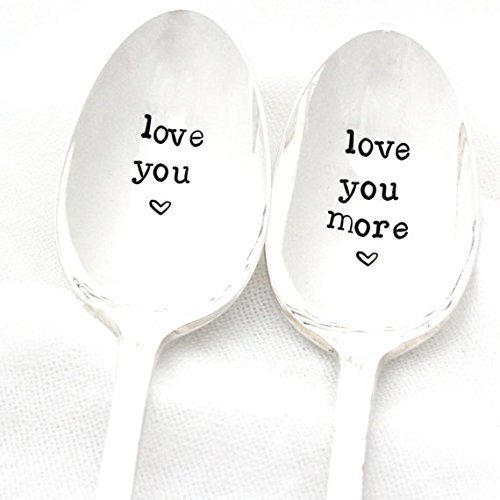 Love You, Love You More. Hand stamped coffee spoon set by Milk and Honey