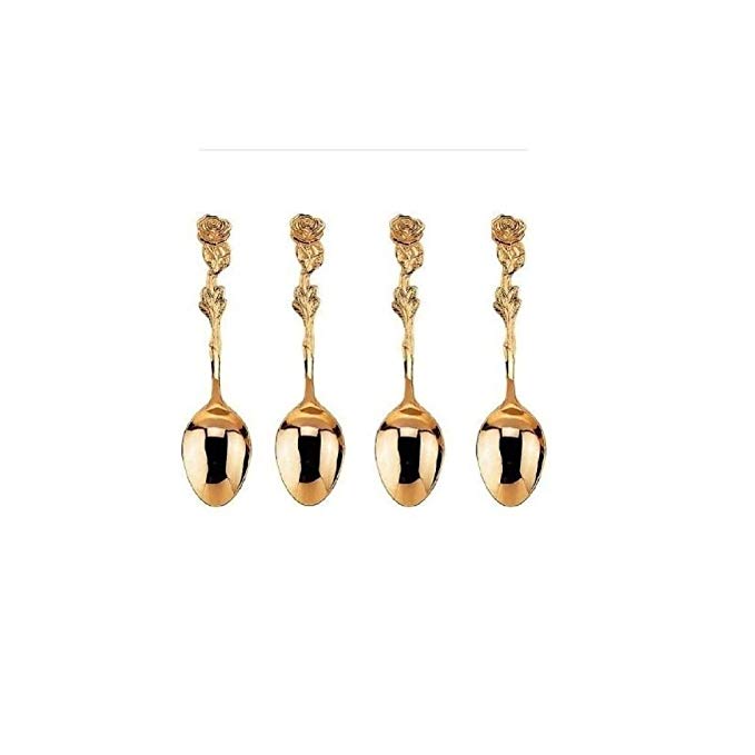 HIC Gold Plated Rose Demi Spoon - Set of 4