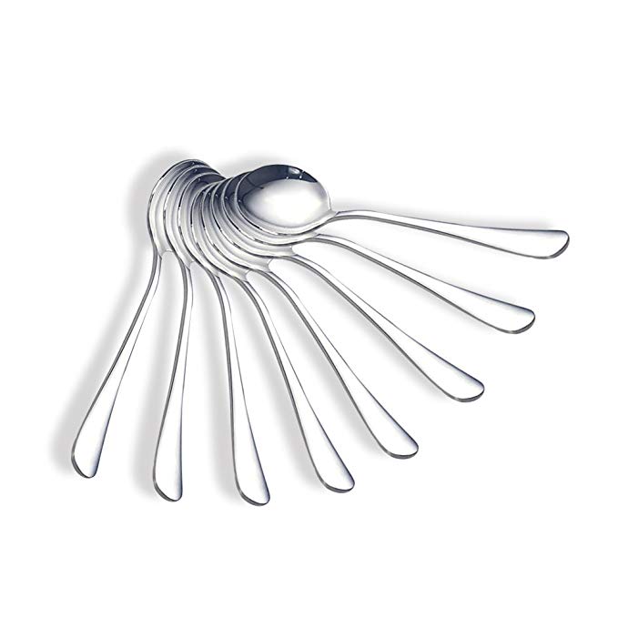 Stainless Steel Long Handle Round Top Soup Spoon , Pack of 8