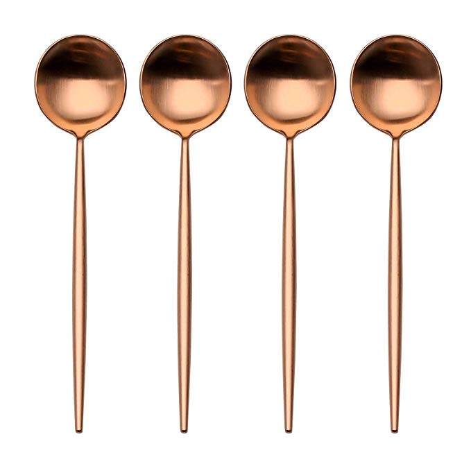 Apriling 7 Inches Stainless Steel Appetizer/Salad/Dessert Spoons Set Of 4 (Copper)