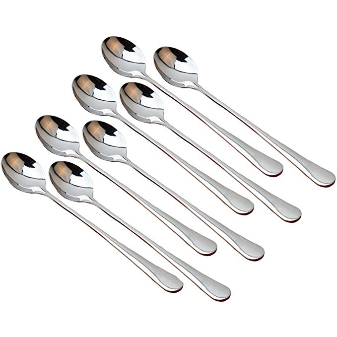 Richohome Stainless Steel Long Handle Spoon Ice Cream Spoon Long Mixing Spoon Iced Tea Spoons, Set of 8