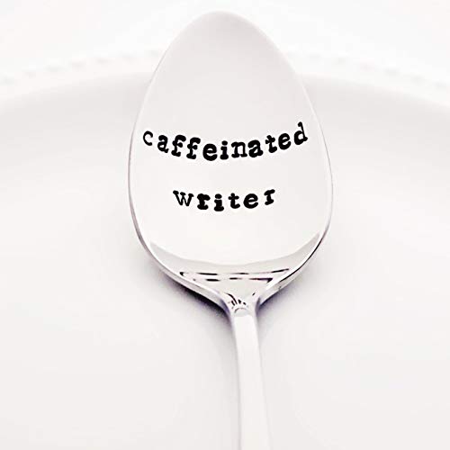 Caffeinated Writer - Stainless Steel Stamped Spoon, Stamped Silverware - Christmas Gifts for Writers