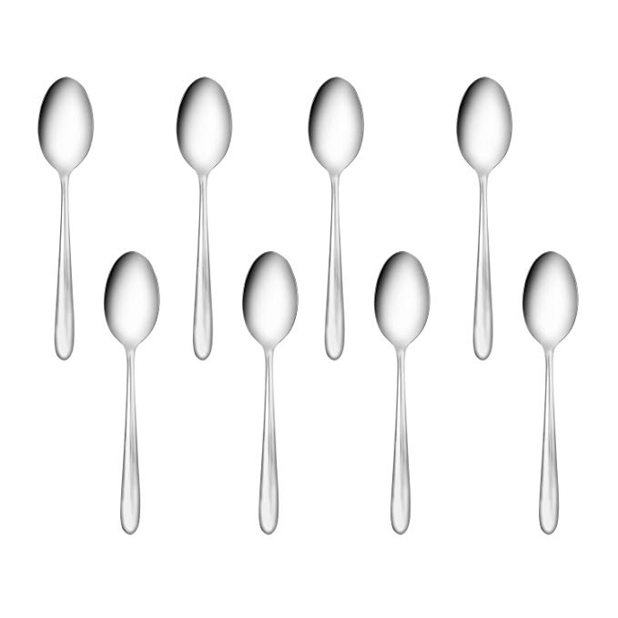 Flatasy Teaspoon Stainless Steel Wave Pattern Set of 8 for Home Kitchen Restaurant Use 6.4 Inches Length