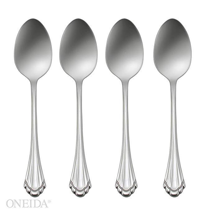 Oneida Marquette Fine Flatware Set, 18/8 Stainless, Set of 4 Teaspoons