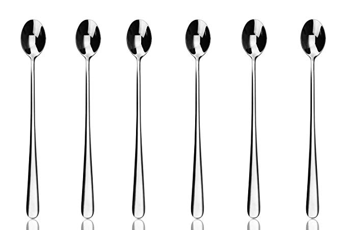 Colorize Life 9 inch 18/10 Stainless Steel Long Handle Iced Tea Spoon, Coffee Spoon, Fruit Juice Spoon, Mixing Spoon, set of 6