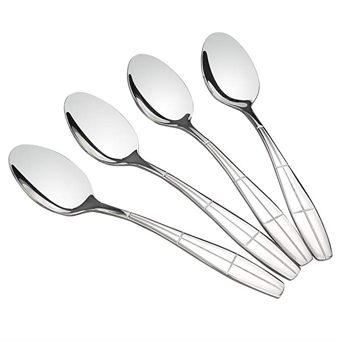 Eagrye Stainless Steel Teaspoons, Flatware Dessert Spoons, Set of 12