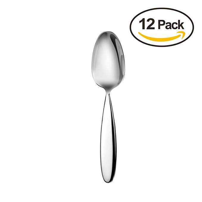 D&M 02512 Dinner Spoon 12-Pack Flatware Set, 18/10 Stainless Steel Silverware Mirror Polish